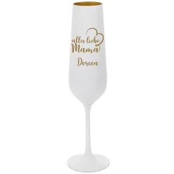 Personalisiertes Sektglas mit Name für Mama zum Muttertag | Weiß-Gold | Alles liebe Mama