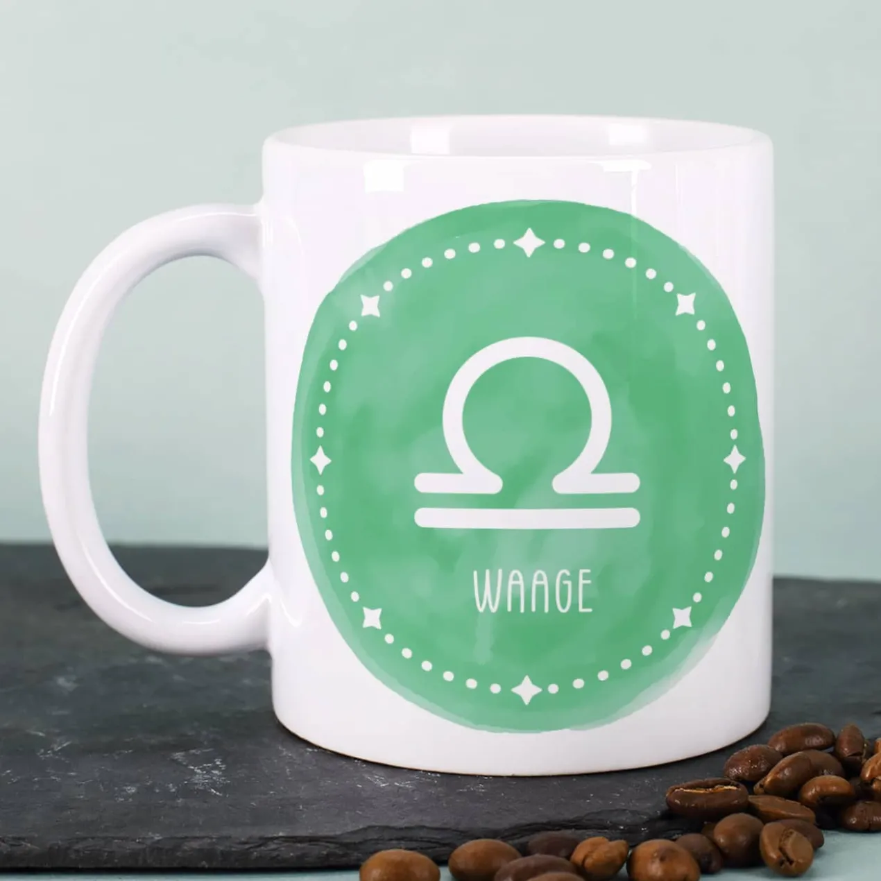 Personalisierte Sternzeichen Tasse mit Name und Datum