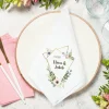 Personalisierte Stoffserviette zur Hochzeit mit Eukalyptus & Blumenrahmen | Tischdeko mit Namen & Datum