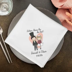 Personalisierte Stoffserviette zur Hochzeit mit Namen & Datum | Hochzeitsdeko mit Brautpaar 45x45cm