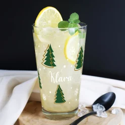 Personalisiertes Trinkglas mit Weihnachtsbaum-Motiv | Geschenk zu Weihnachten | 300 ml