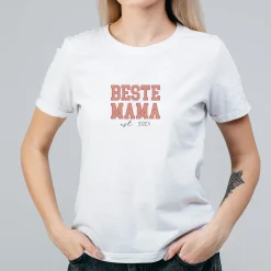 Personalisiertes T-Shirt - Beste Mama - mit Jahreszahl in Weiß | Geschenk zum Muttertag & Geburtstag