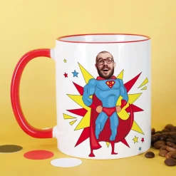 Personalisierte Superhelden Tasse mit Foto & Wunschtext | Männer Geschenk für Papa, Kollegen & Helden