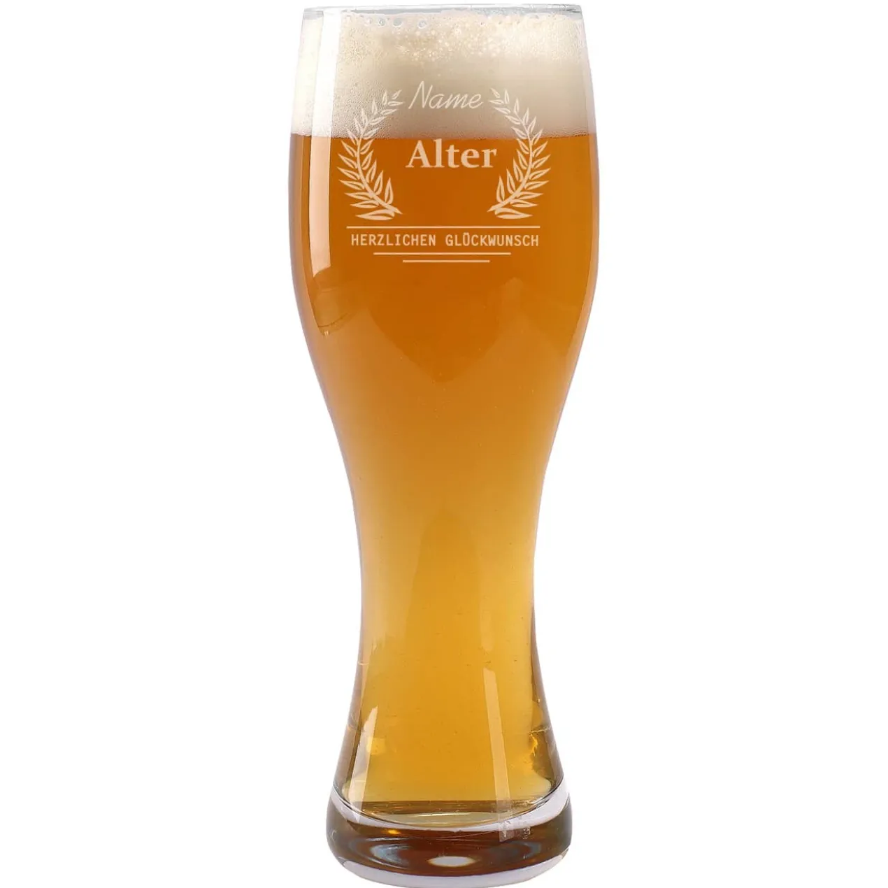 Personalisiertes Weizenglas zum Geburtstag in zwei Größen