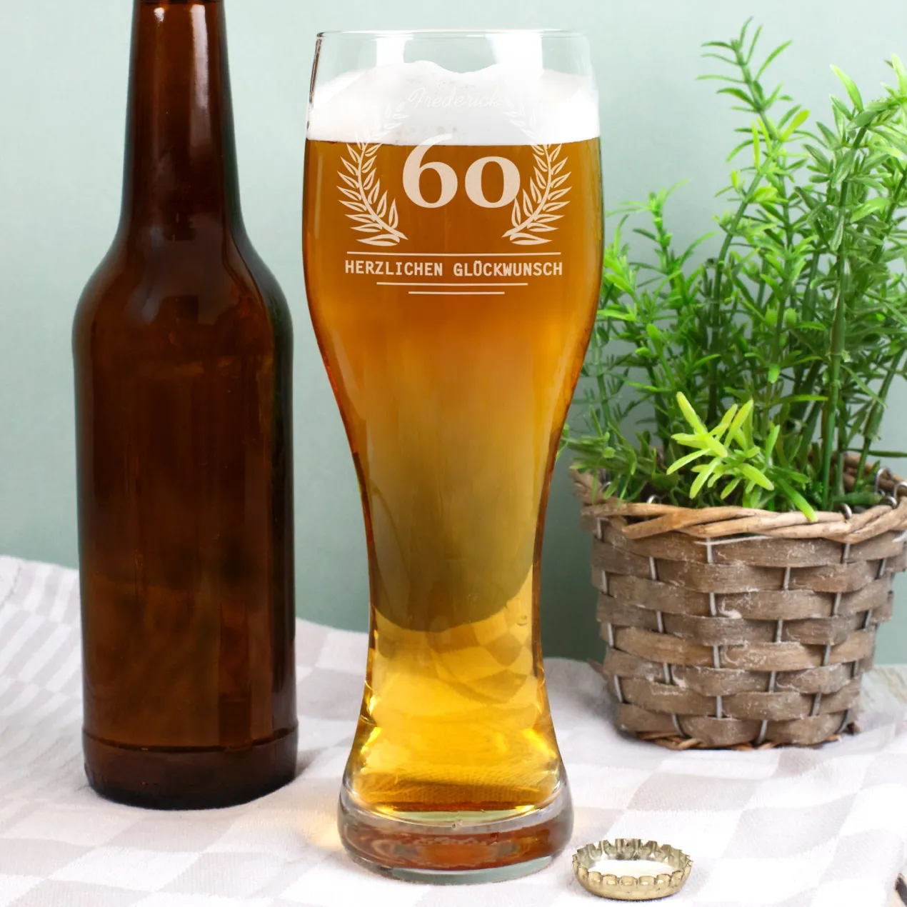 Personalisiertes Weizenglas zum Geburtstag in zwei Größen