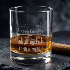 Personalisiertes Whisky Glas für Camper mit Gravur | Camping Whiskeyglas 320 ml