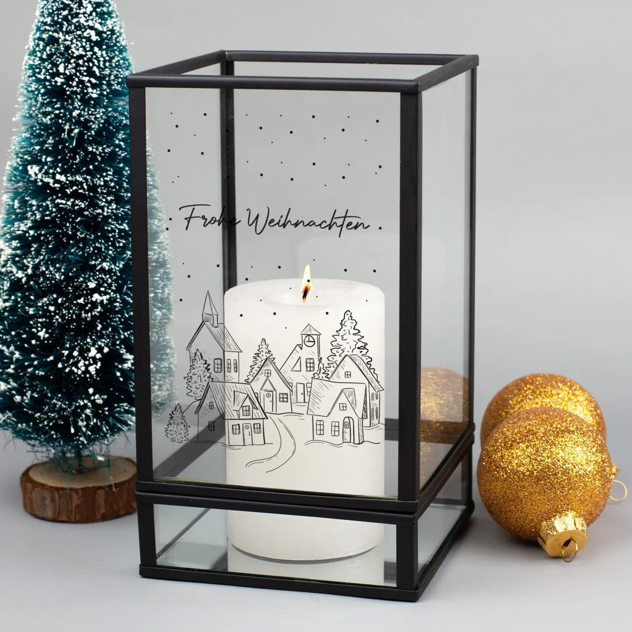 Personalisiertes Windlicht mit Wunschtext in Laternenform | Weihnachtsgeschenk | Ritzenhoff & Breker