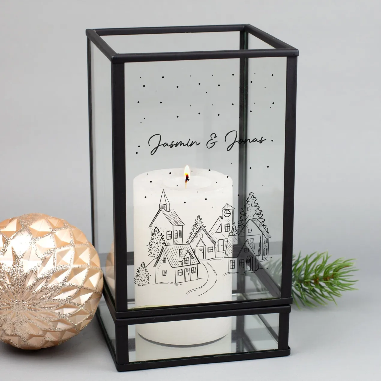 Personalisiertes Windlicht mit Wunschtext in Laternenform | Weihnachtsgeschenk | Ritzenhoff & Breker
