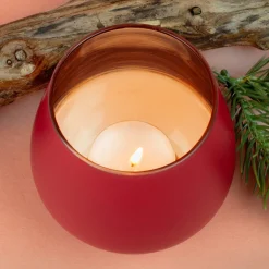 Personalisiertes Windlicht zu Weihnachten graviert mit Name & Herzmotiv in Rot oder Grün