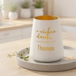 Personalisiertes Windlicht als Dankeschön Geschenk mit Name | Deko licht mit Gravur 'Vielen Dank'
