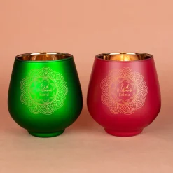 Personalisiertes Windlicht zu Ramadan mit graviertem Mandala-Motiv | Rot oder Grün