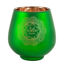 Personalisiertes Windlicht zu Ramadan mit graviertem Mandala-Motiv | Rot oder Grün