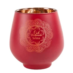 Personalisiertes Windlicht zu Ramadan mit graviertem Mandala-Motiv | Rot oder Grün