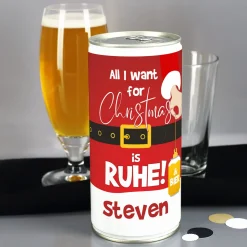 Personalisiertes XL Weihnachtsbier mit Name im Santa-Design | Lustiges Biergeschenk zu Weihnachten