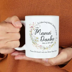 Personalisierte Tasse für Mama zum Muttertag o. Geburtstag | Wiesenblumen