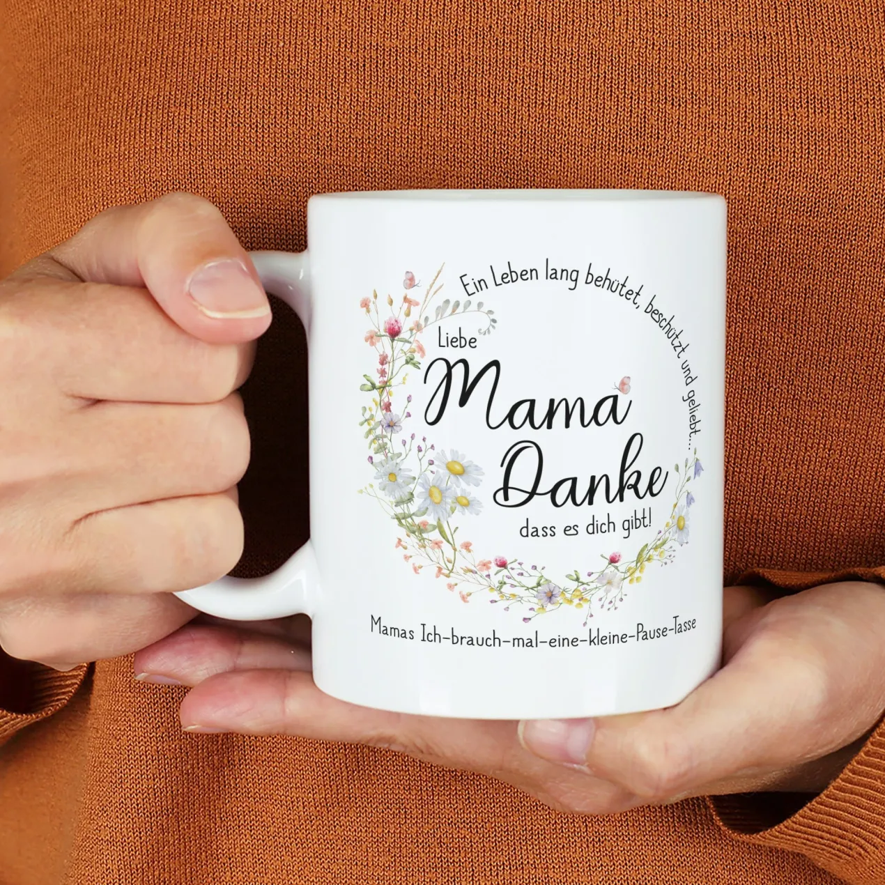 Personalisierte Tasse für Mama zum Muttertag o. Geburtstag | Wiesenblumen
