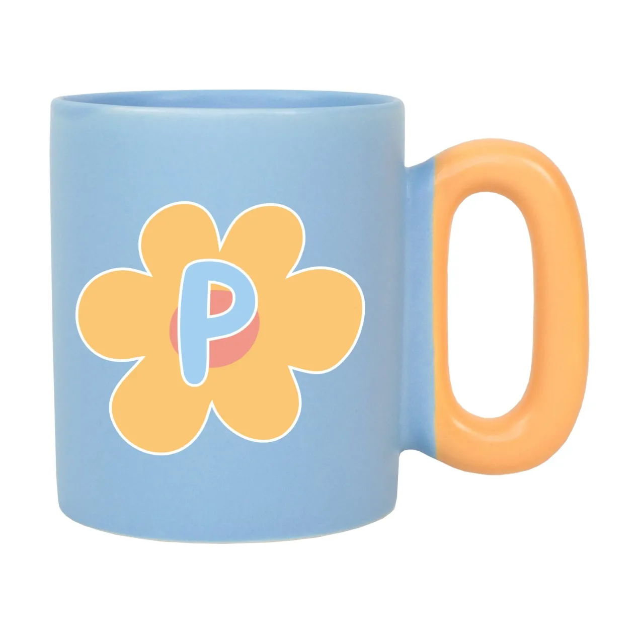 Personalisierte Tasse mit Blume & Initiale | Bunter Porzellan Kaffeebecher von Ritzenhoff & Breker