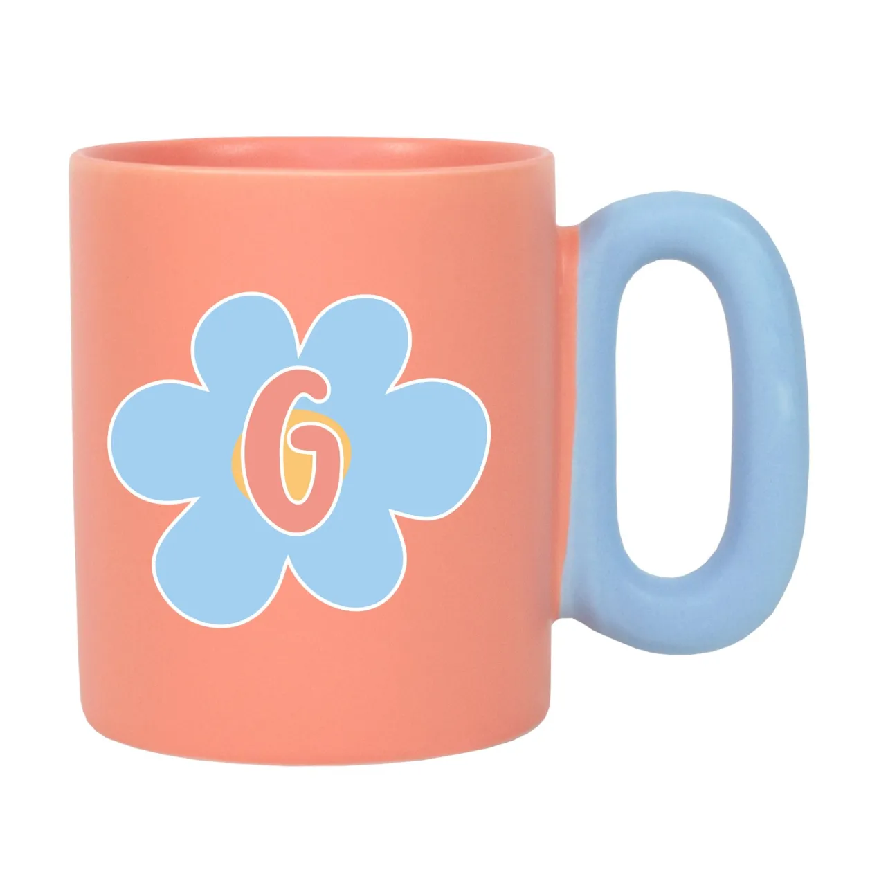 Personalisierte Tasse mit Blume & Initiale | Bunter Porzellan Kaffeebecher von Ritzenhoff & Breker