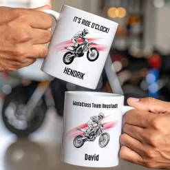 Personalisierte Tasse mit Enduro Motiven, Name und Wunschtext | Geschenk für Motocross Fans
