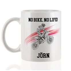 Personalisierte Tasse mit Enduro Motiven, Name und Wunschtext | Geschenk für Motocross Fans
