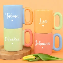 Personalisierte Tasse mit Name & Herz Motiv | Bunter Porzellan Kaffeebecher von Ritzenhoff & Breker