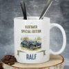 Personalisierte Tasse mit Oldtimer Motiv aus Keramik | Geschenk zum Geburtstag & Vatertag