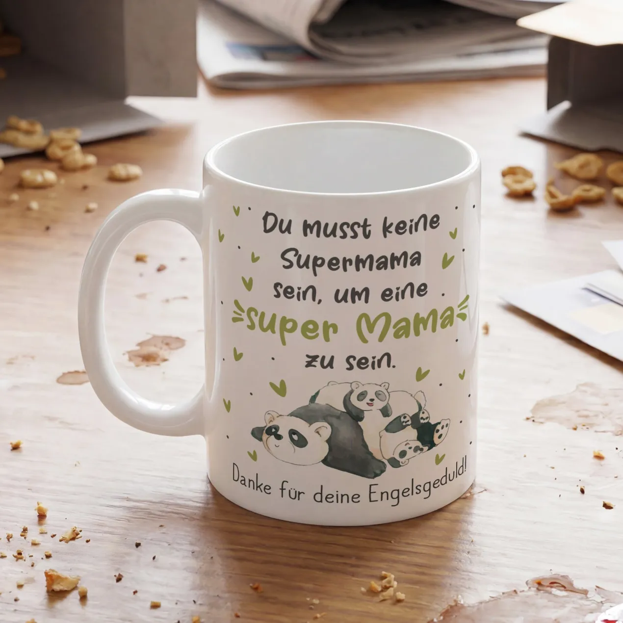 Personalisierte Tasse - Super Mama - mit Panda Motiv & Wunschtext als Geschenk zum Muttertag