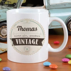 personalisierte Tasse zum Geburtstag - Nicht alt, sondern vintage!