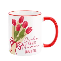 Personalisierte Tasse zum Muttertag mit Tulpen Motiv | Keramiktasse als Geschenk für Mama