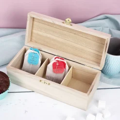 Personalisierte Teebox aus Holz für den Lieblingstee | 3 Fächer
