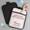Personalisierte Topflappen im 2er Set mit Grifftasche & Silikonrückseite | Wo Liebe den Tisch deckt