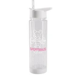 Personalisierte Trinkflasche mit Fruchteinsatz für Sport & Freizeit | Sportmaus Motiv | 740 ml