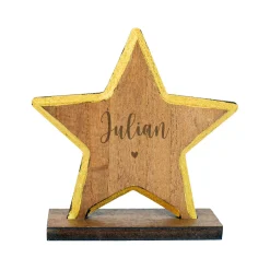 Personalisierte Weihnachtsdeko aus Holz mit Name & Herz | Engel, Stern oder Tannen Skulptur graviert