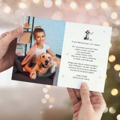 Personalisierte Weihnachtskarte mit witzigem Hunde-Motiv | Klappkarte mit Foto & Wunschtext