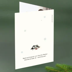 Personalisierte Weihnachtskarte mit witzigem Hunde-Motiv | Klappkarte mit Foto & Wunschtext
