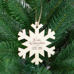 Personalisierte Weihnachtsanhänger aus Holz mit Name in 4 Formen | Christbaumschmuck & Geschenkanhänger