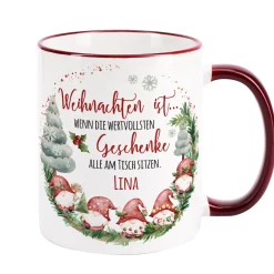 Personalisierte Weihnachtstasse mit Wichtelmotiv und Name | Weihnachtsgeschenk & Wichtelgeschenk