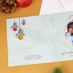 Personalisierte Weihnachtskarte mit herausnehmbarer Fotokugel | Klappkarte mit Fotos & Wunschtext