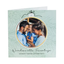 Personalisierte Weihnachtskarte mit herausnehmbarer Fotokugel | Klappkarte mit Fotos & Wunschtext