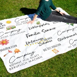 Personalisierte XXL Kuscheldecke mit Wunschtext für den Urlaub | Sherpadecke 150x200cm