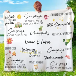 Personalisierte XXL Kuscheldecke mit Wunschtext für den Urlaub | Sherpadecke 150x200cm