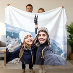 Personalisierte XXL Kuscheldecke mit Foto | Sherpadecke 150x200cm