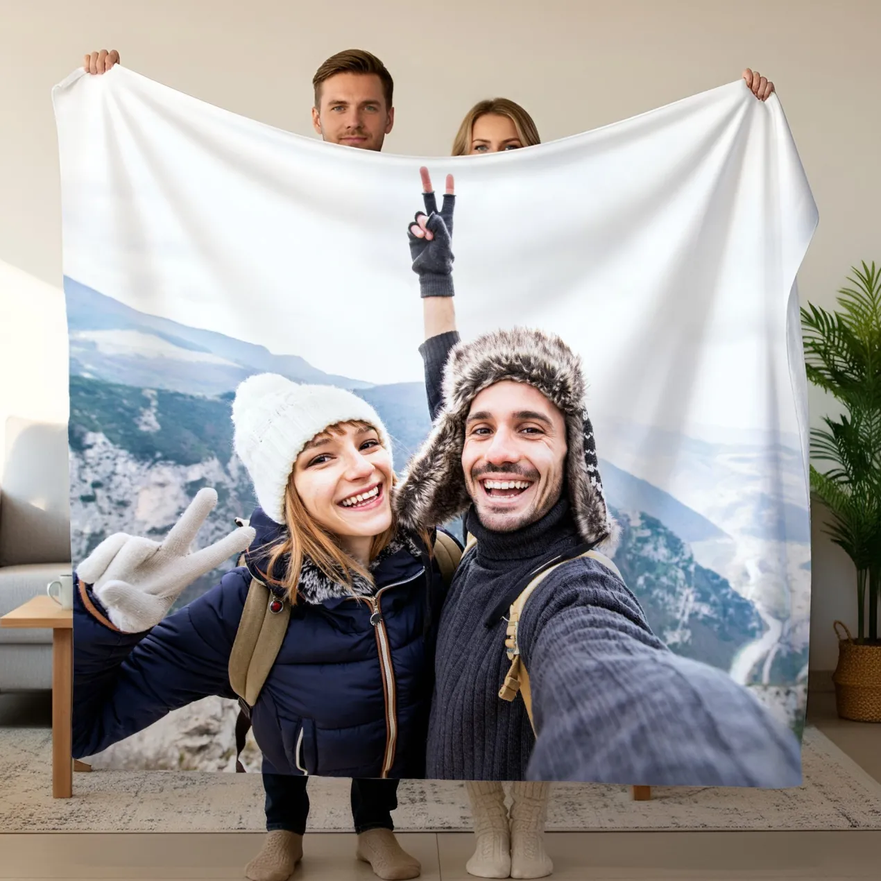 Personalisierte XXL Kuscheldecke mit Foto | Sherpadecke 150x200cm