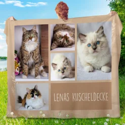 Personalisierte XXL Kuscheldecke mit 5 Foto & Wunschtext | Sherpadecke 150x200cm