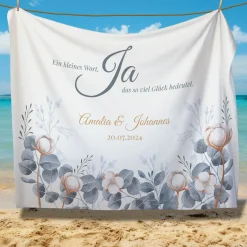 Personalisierte XXL Kuscheldecke zur Hochzeit mit Namen und Datum | Sherpadecke 150x200cm