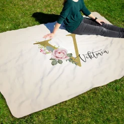 Personalisierte XXL Kuscheldecke mit Initiale und Name | Sherpadecke 150x200cm