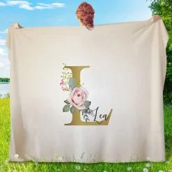 Personalisierte XXL Kuscheldecke mit Initiale und Name | Sherpadecke 150x200cm