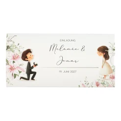 Personalisierte Ziehkarte als Hochzeitseinladung mit Junge & Mädchen | Effektkarte zur Hochzeit