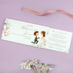 Personalisierte Ziehkarte als Hochzeitseinladung mit Junge & Mädchen | Effektkarte zur Hochzeit