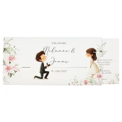 Personalisierte Ziehkarte als Hochzeitseinladung mit Junge & Mädchen | Effektkarte zur Hochzeit